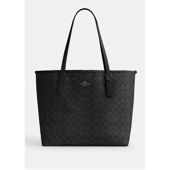 Coach Handbags - Coach Gallery Tote Signature Canvas Black Charcoal F58294 Shoulder Bag Womens